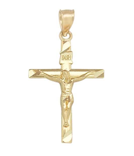 10K Yellow Gold Crucifix Pendant Gold Thin Cross Charm