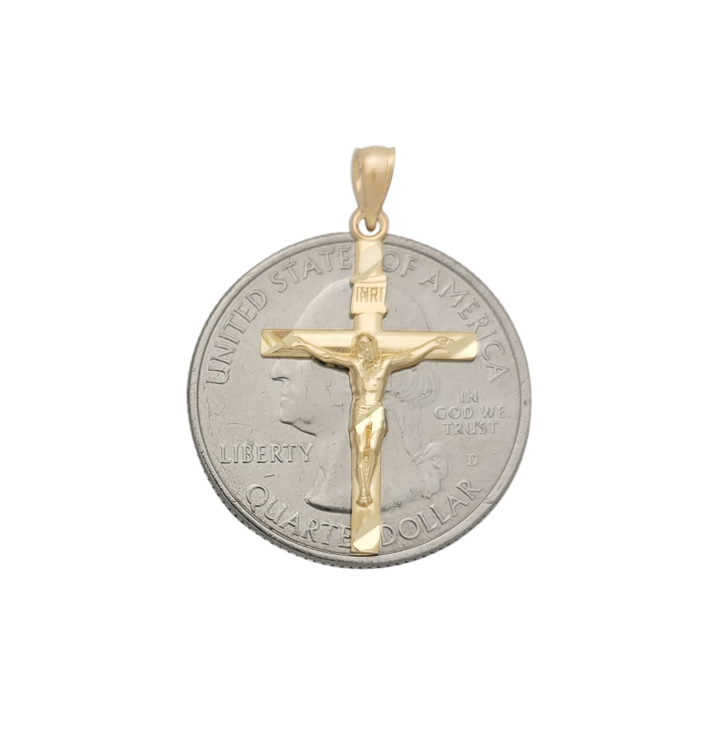 10K Yellow Gold Crucifix Pendant Gold Thin Cross Charm