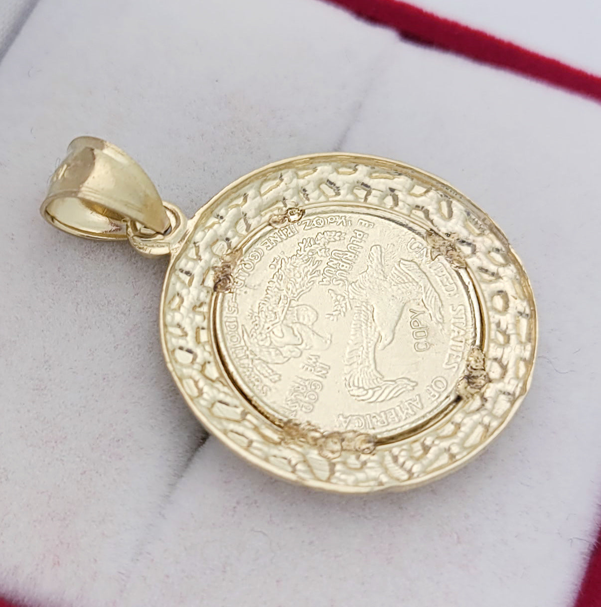 10K Yellow Gold Walking Liberty Coin And Bezel Pendant