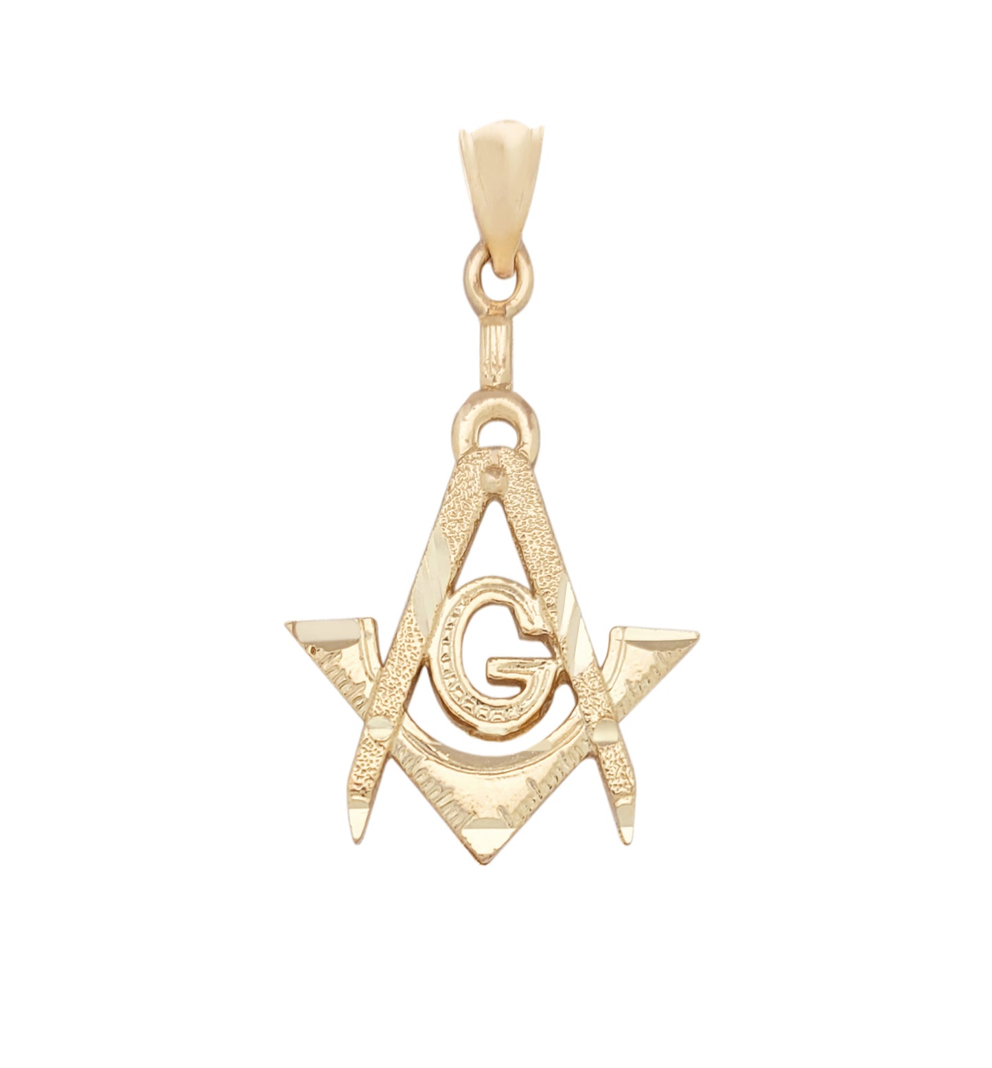 10K Yellow Solid Gold Masonic FreeMasonry Pendant Charm