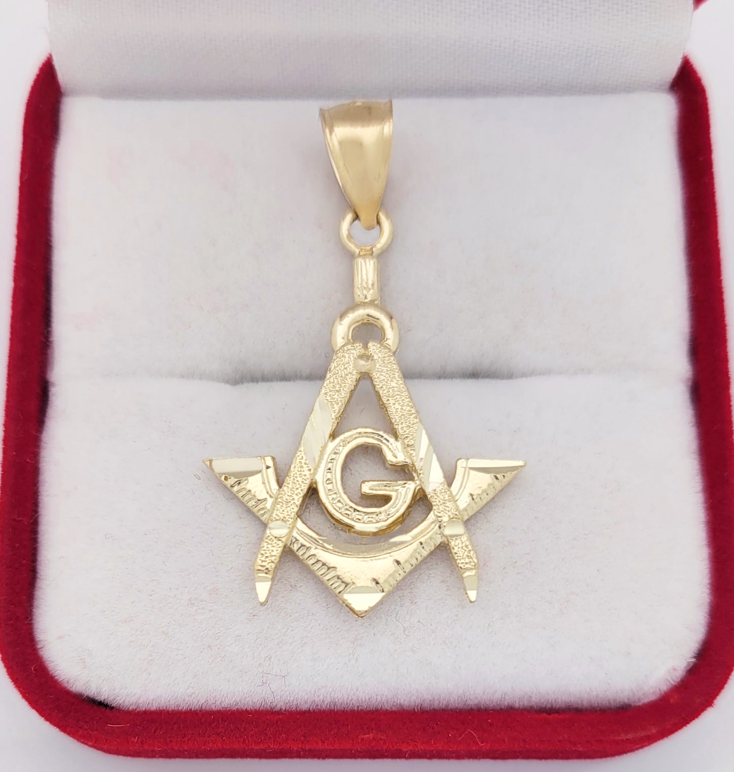 10K Yellow Solid Gold Masonic FreeMasonry Pendant Charm