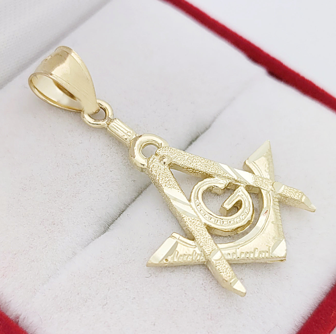 10K Yellow Solid Gold Masonic FreeMasonry Pendant Charm