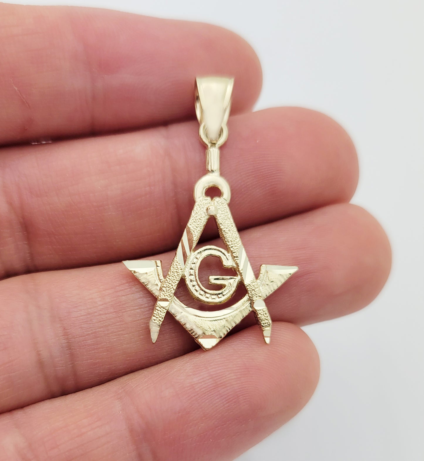 10K Yellow Solid Gold Masonic FreeMasonry Pendant Charm