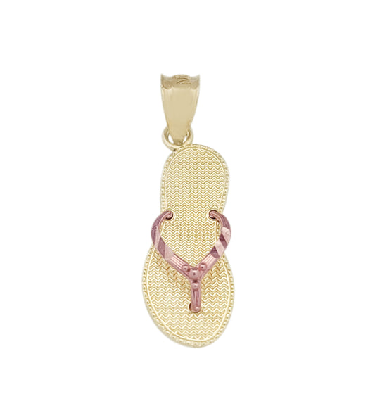 10K Yellow Gold Rose Gold Flip Flop Pendant Charm