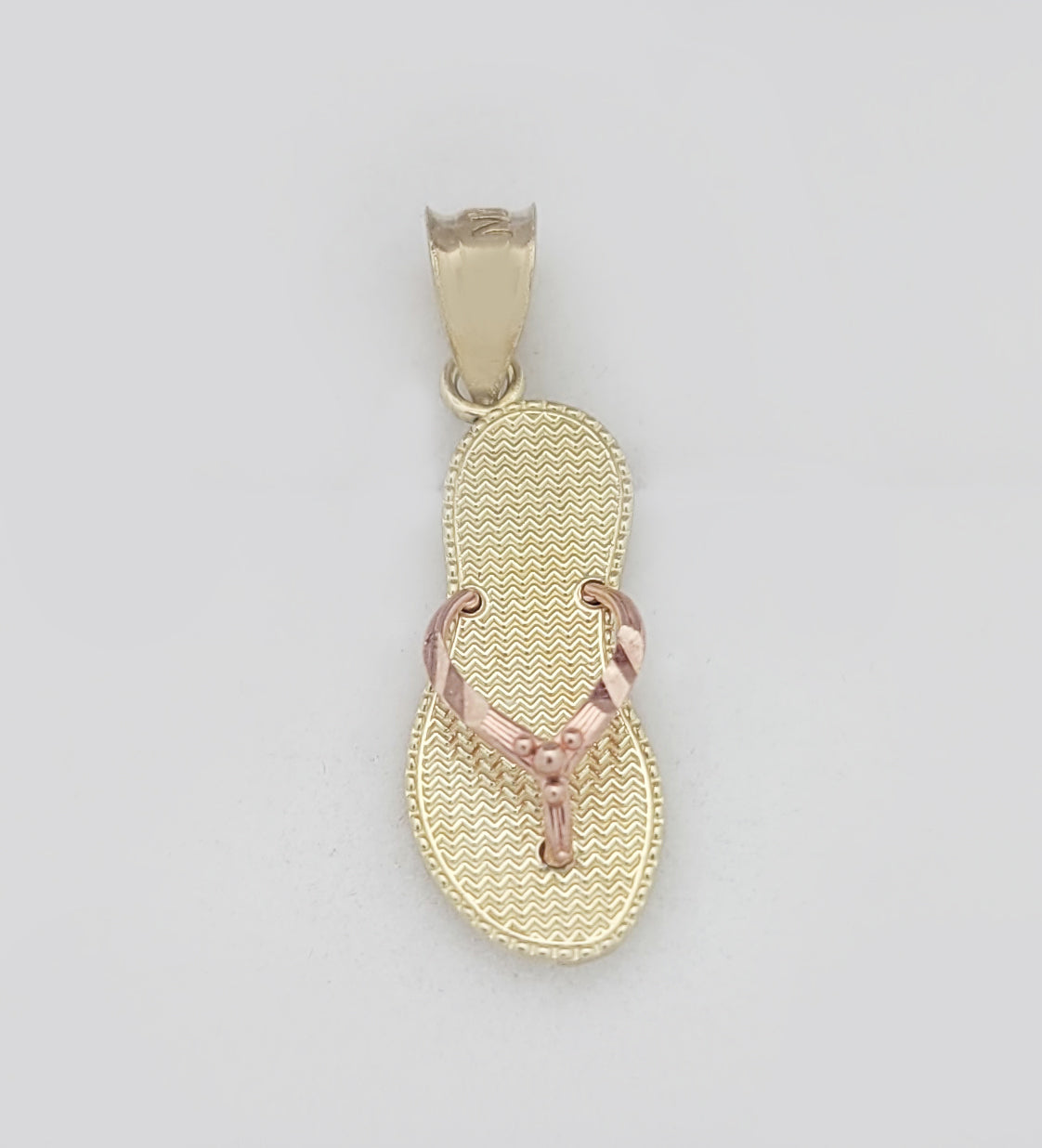 10K Yellow Gold Rose Gold Flip Flop Pendant Charm