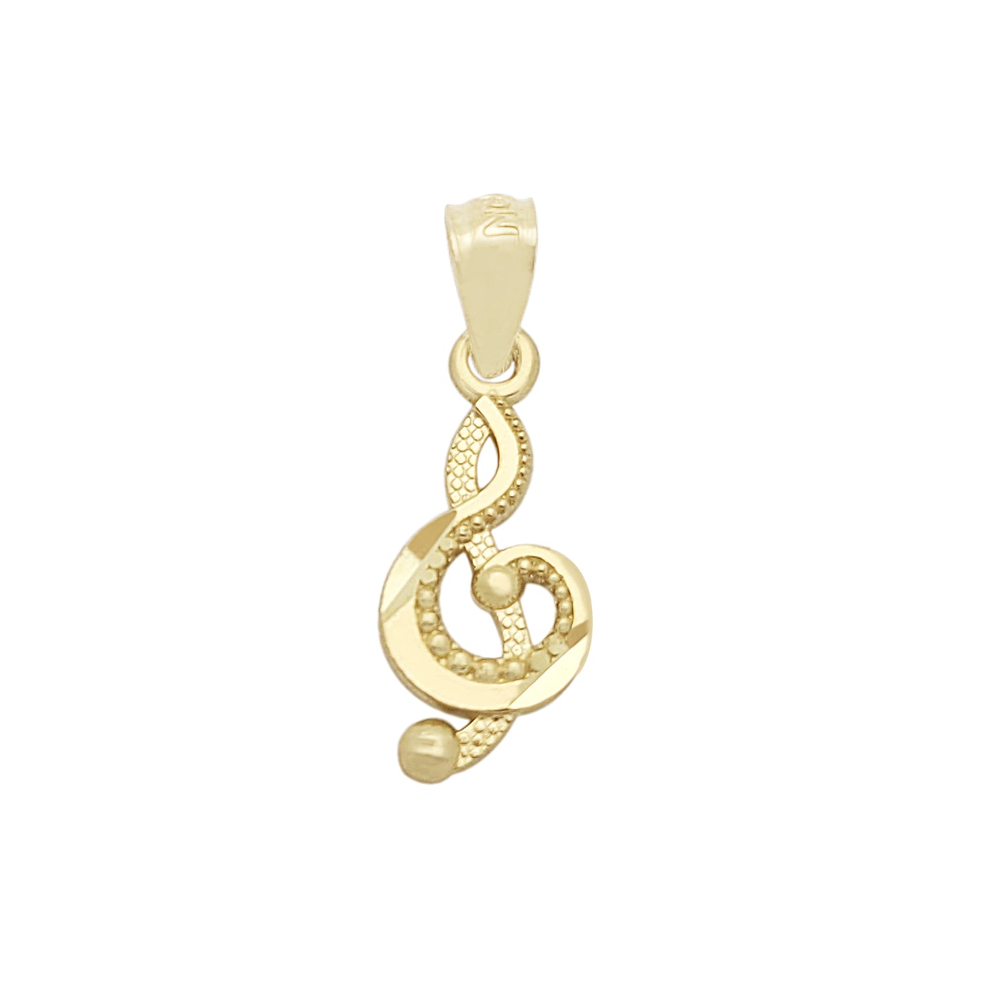 10K Yellow Gold Treble Clef Pendant Music Symbol Charm