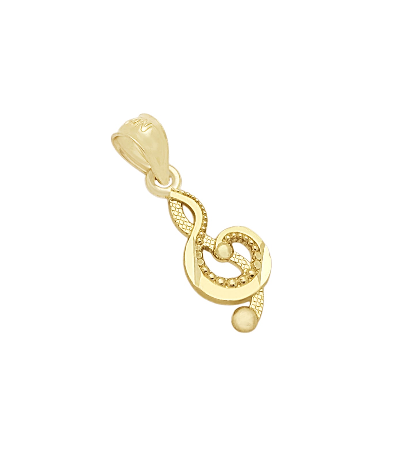 10K Yellow Gold Treble Clef Pendant Music Symbol Charm