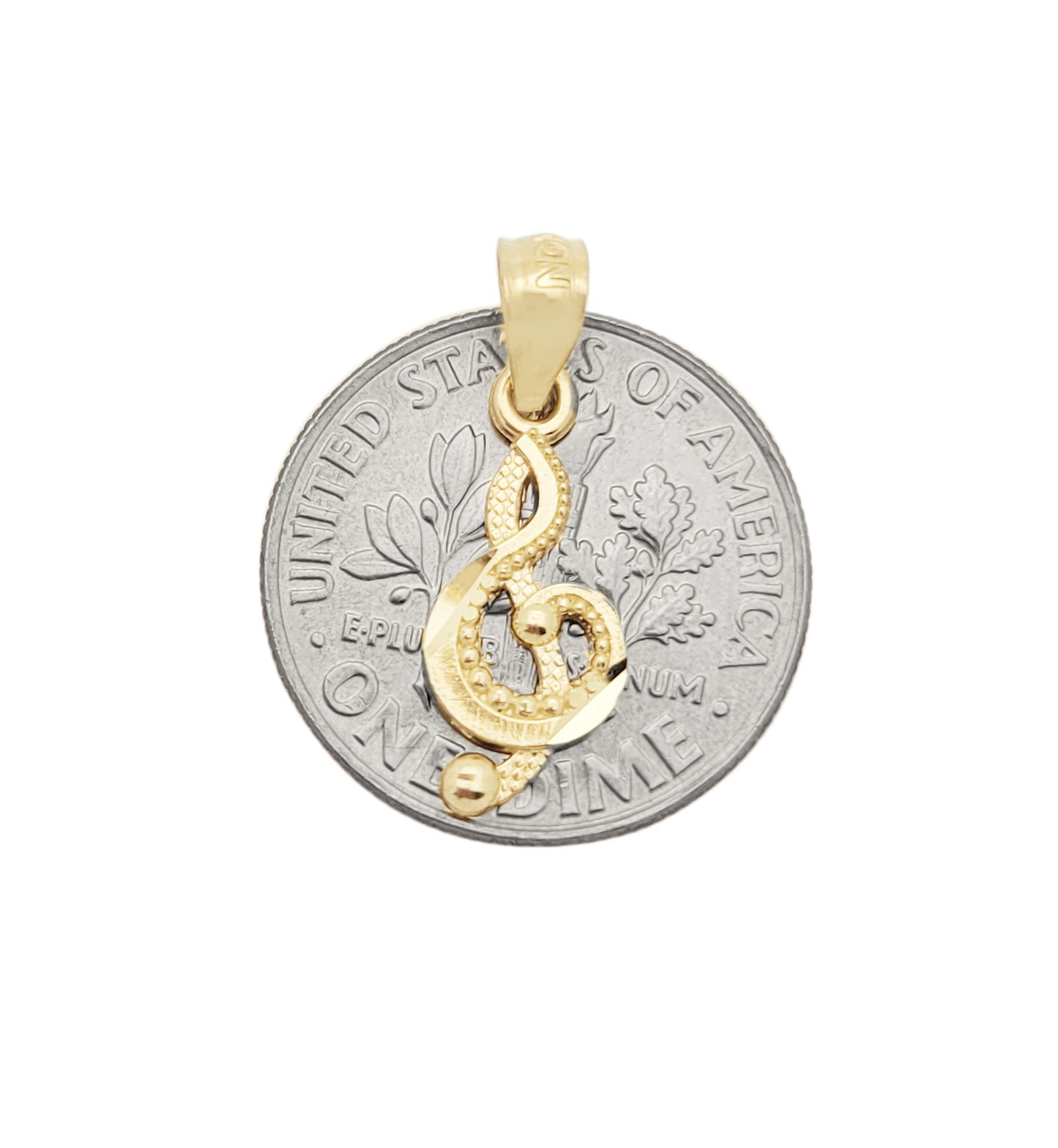 10K Yellow Gold Treble Clef Pendant Music Symbol Charm