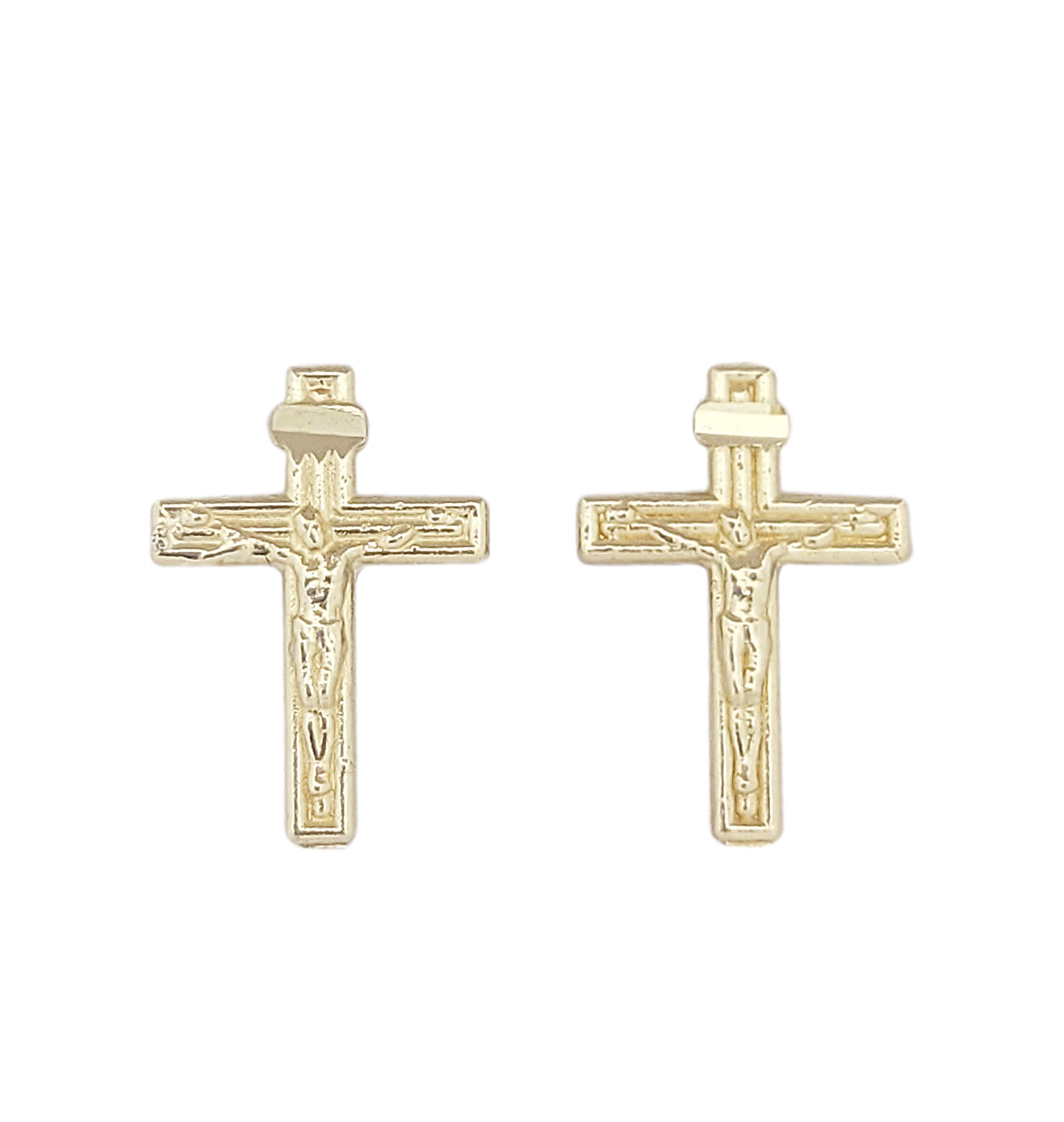 10K Yellow Gold Cross Earrings 11 mm x 8 mm