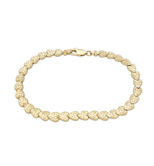 10K Yellow Gold 6 mm Heart Nugget Bracelet 8.25 inch