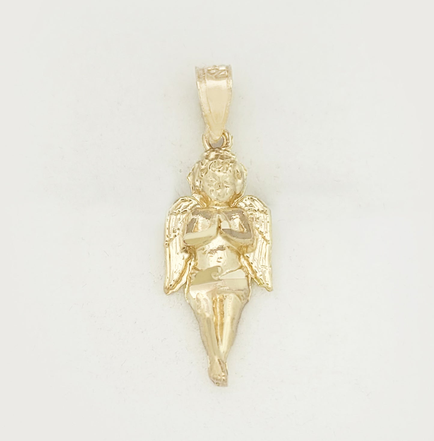 10K Yellow Gold Cherub Angel Pendant Praying Angel 1.0 inch