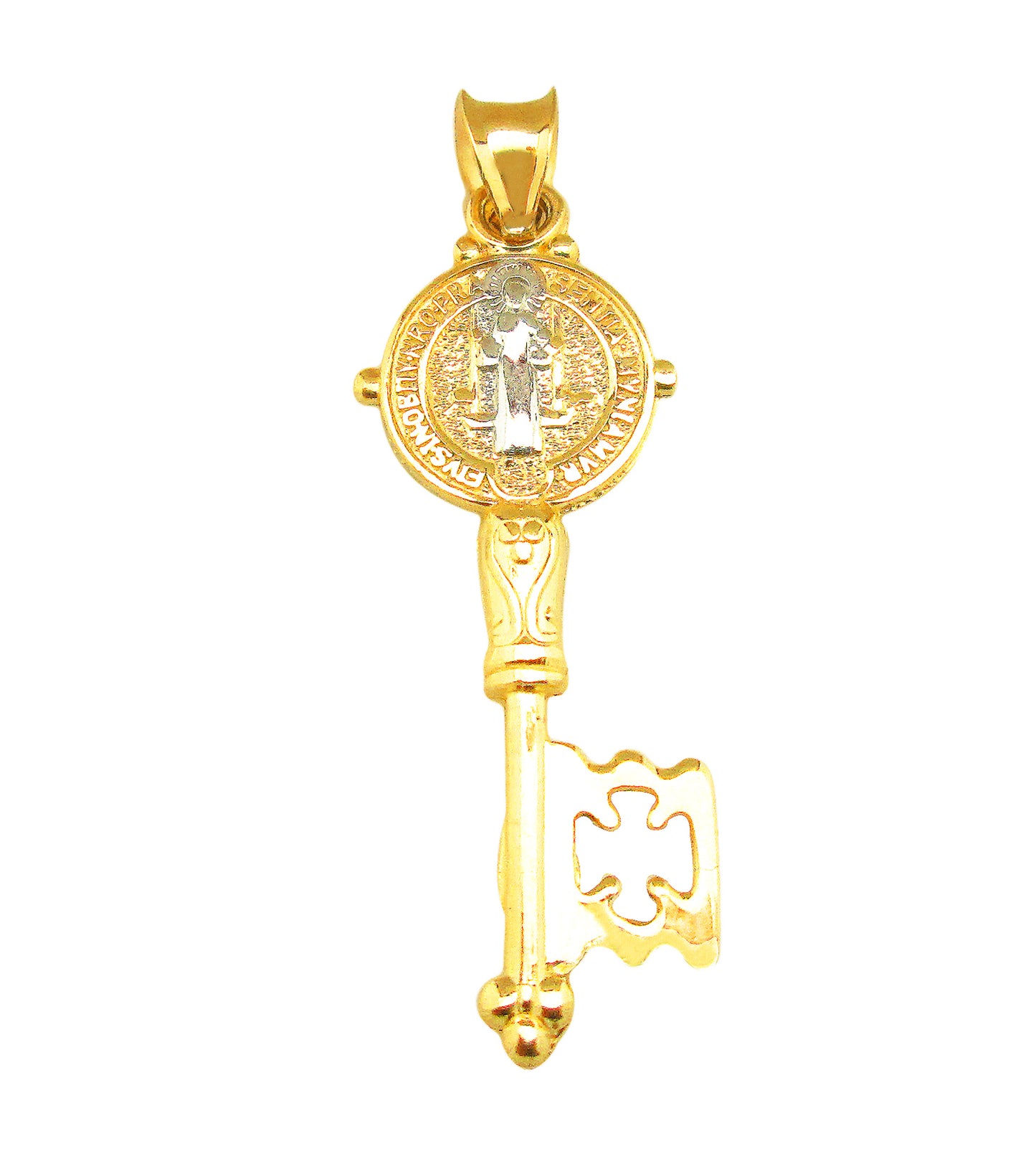 10k Yellow Gold De San Benito Key Pendant St Benedict Pendant Charm