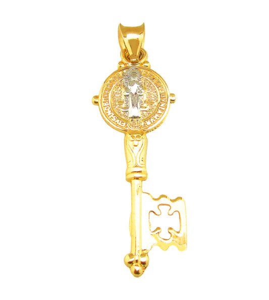 10k Yellow Gold De San Benito Key Pendant St Benedict Pendant Charm