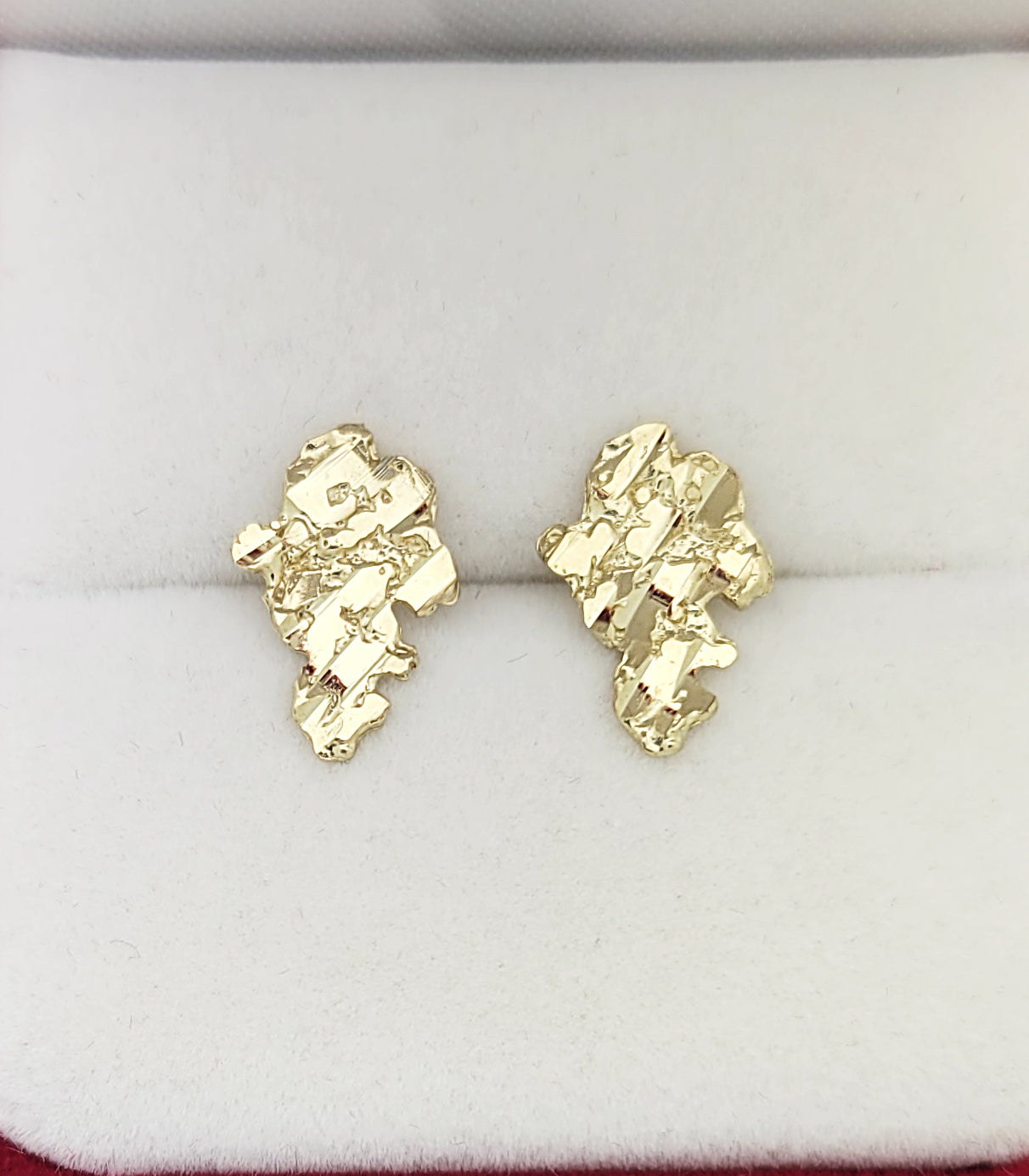 10k Yellow Gold Nugget Earrings Mens Womens Nugget 14 mm x 9.5 mm