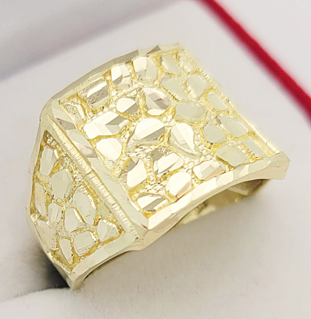 10k Gold Solid Nugget Ring Men's Gold Ring