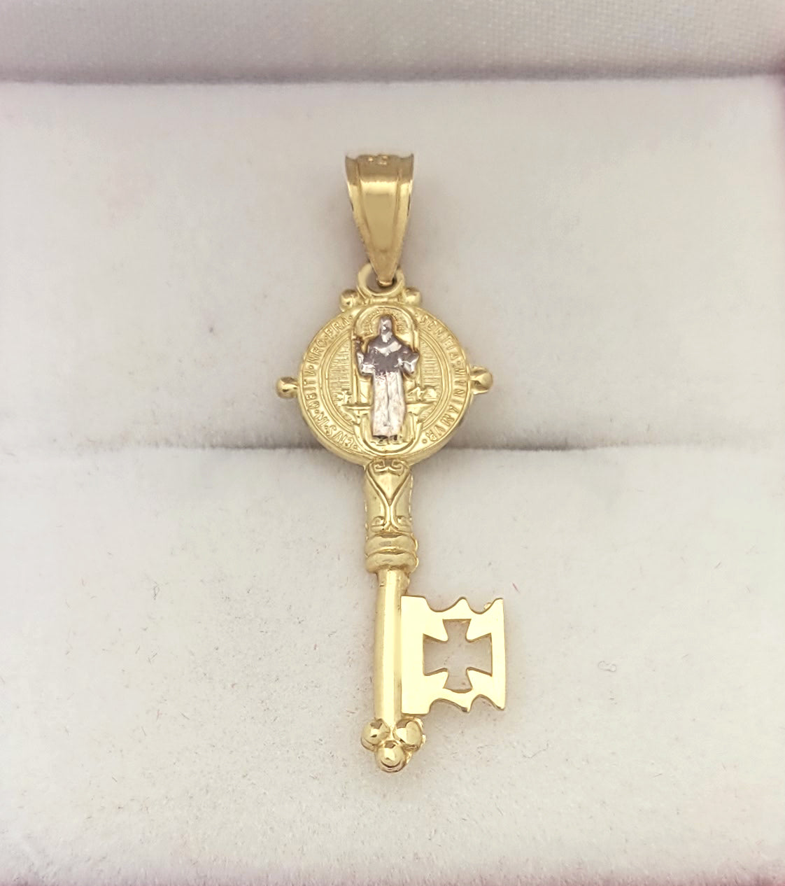 10k Yellow Gold De San Benito Key Pendant St Benedict Pendant Charm