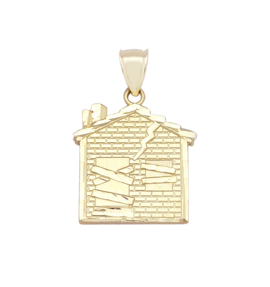 10K Yellow Gold Trap House Pendant Gold Pendant Hip Hop 1.3 in x 0.8 in