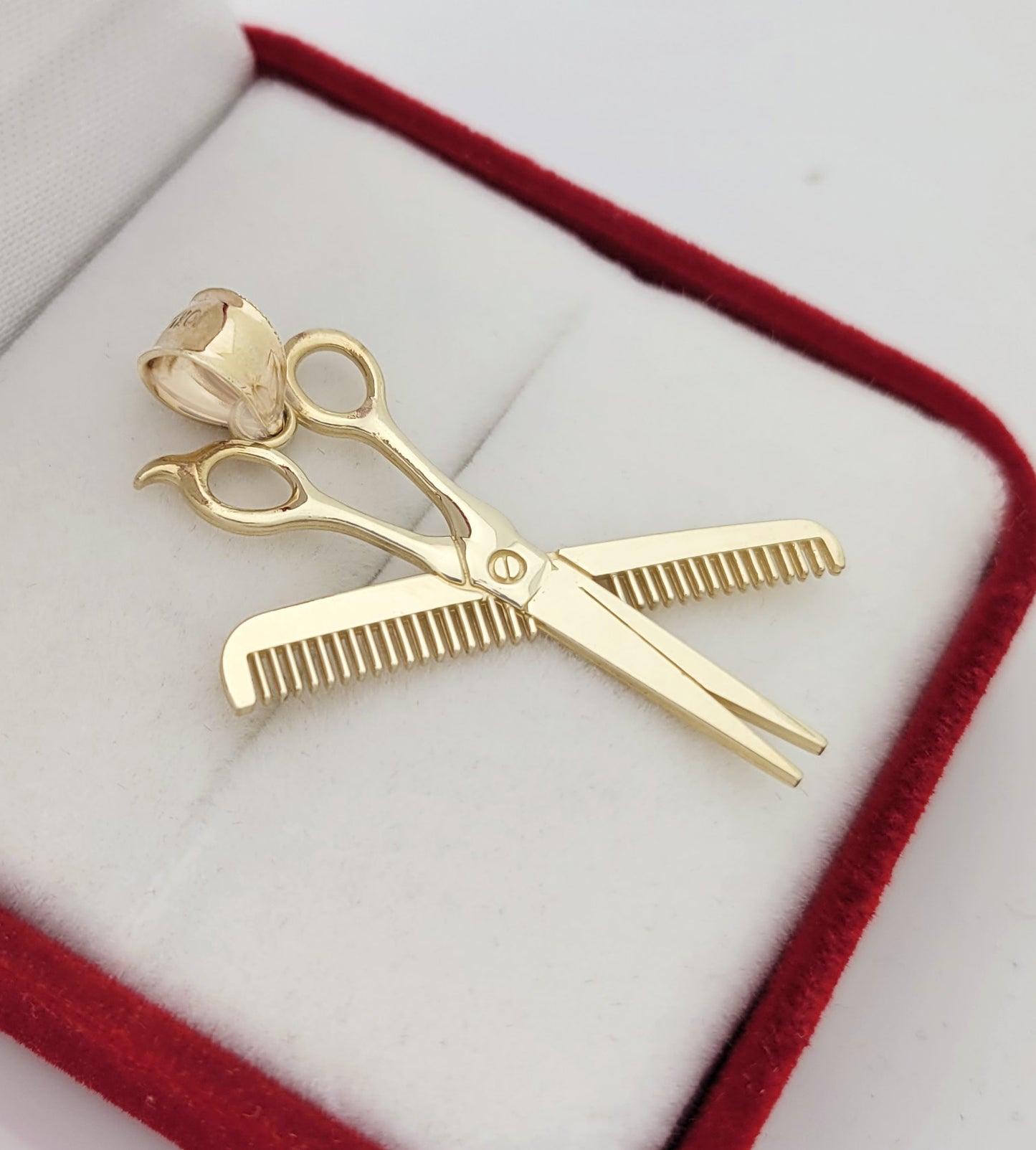 10K Yellow Gold Scissors & Comb Pendant