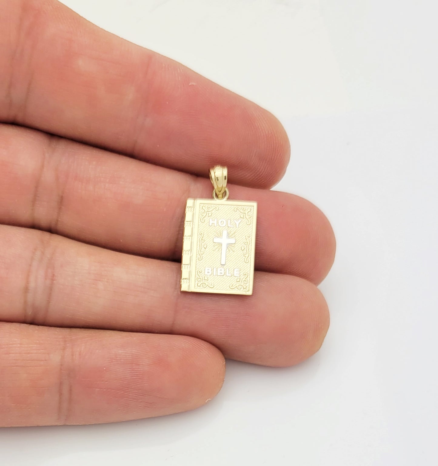 10K Yellow Gold Holy Bible Pendant Bible Charm