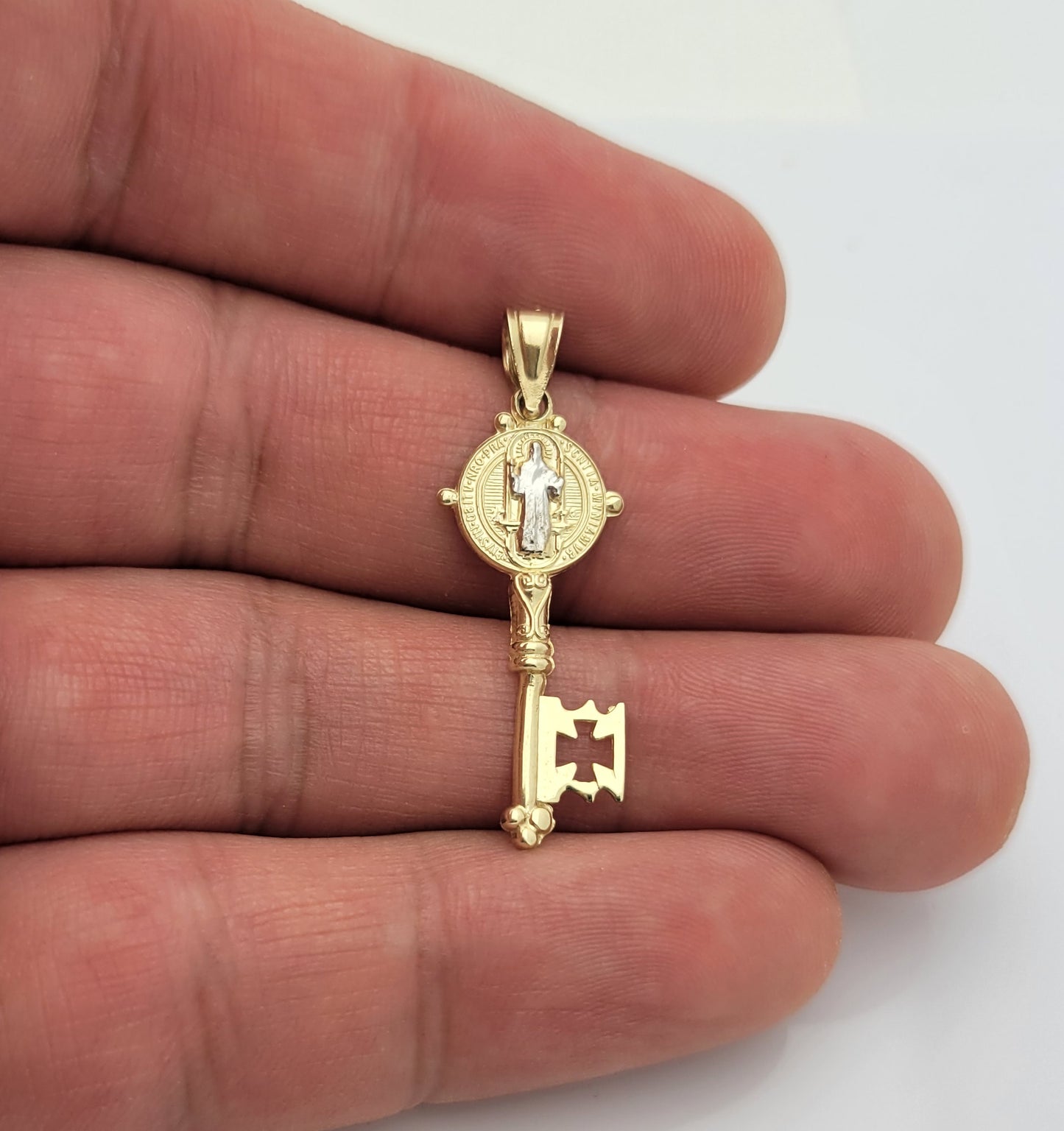 10k Yellow Gold De San Benito Key Pendant St Benedict Pendant Charm