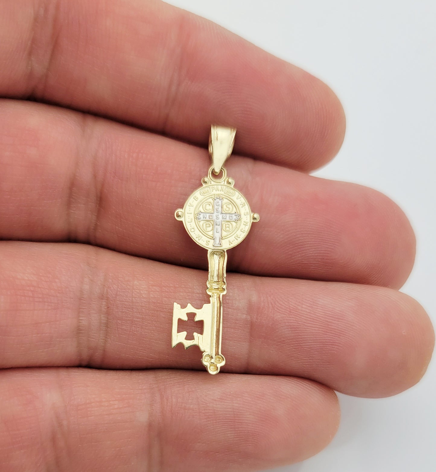 10k Yellow Gold De San Benito Key Pendant St Benedict Pendant Charm