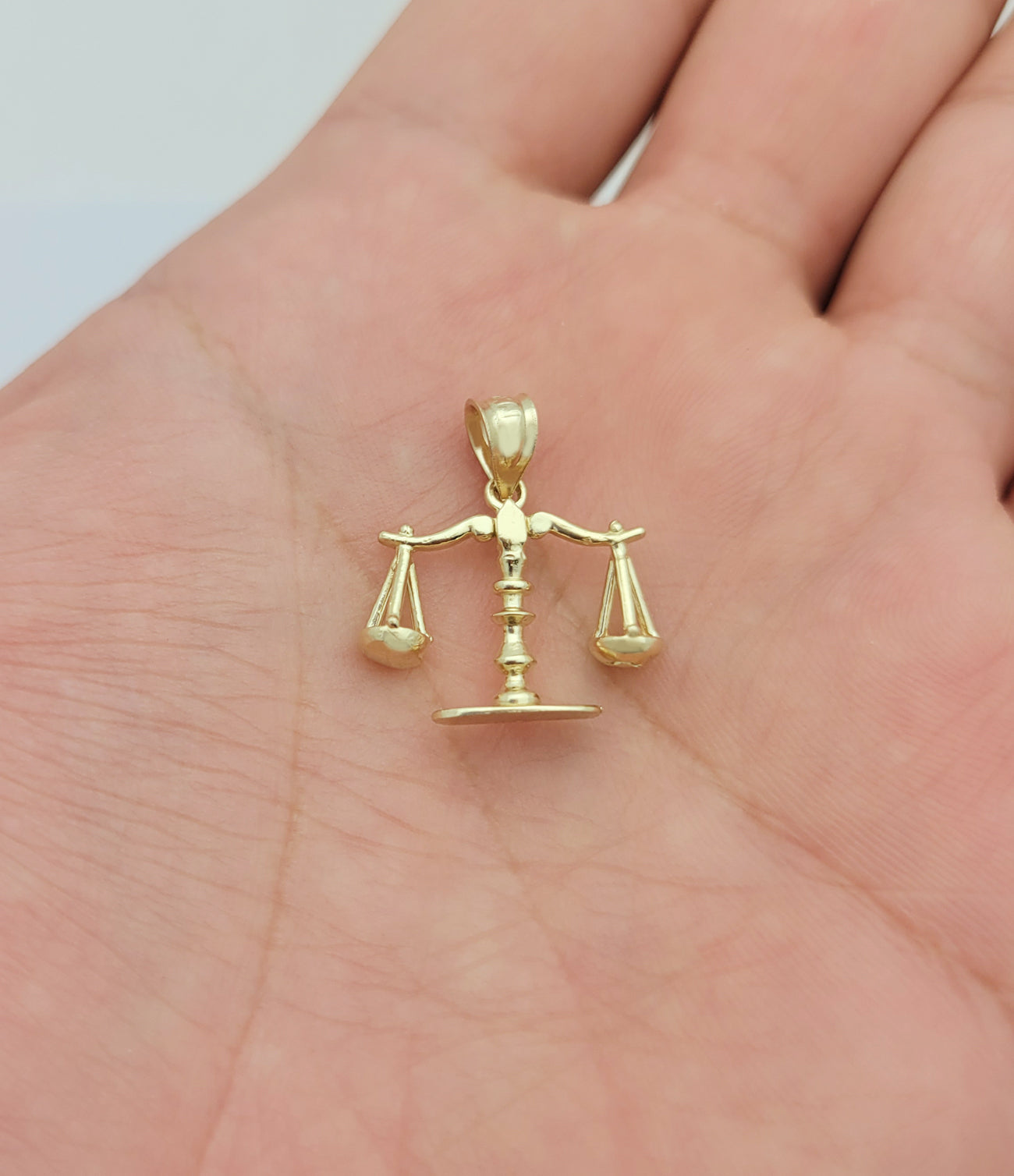 10K Yellow Gold Libra Pendant Scale Charm Pendant