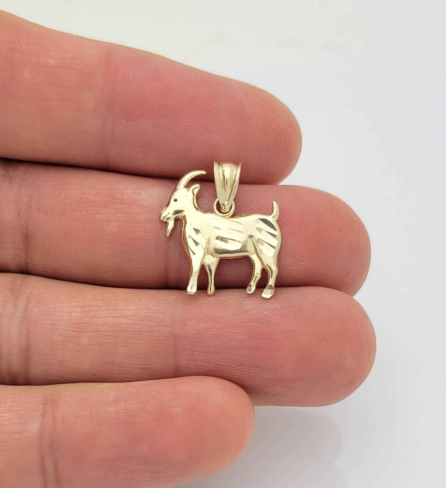 10K Yellow Gold Goat Pendant Goat Animal Charm Small