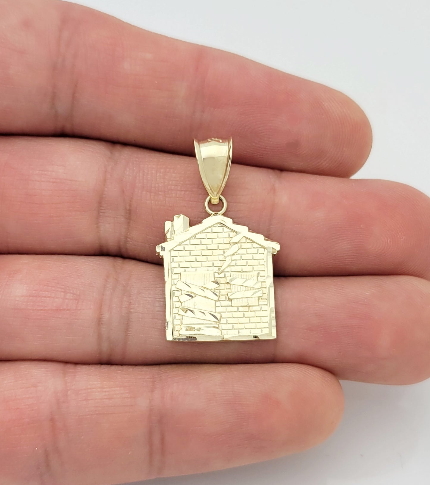 10K Yellow Gold Trap House Pendant Gold Pendant Hip Hop 1.1 inch x 0.7 inch