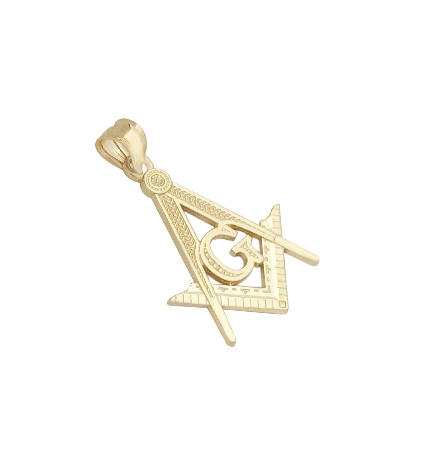 10K Yellow Solid Gold Masonic Pendant Freemason Necklace Pendant