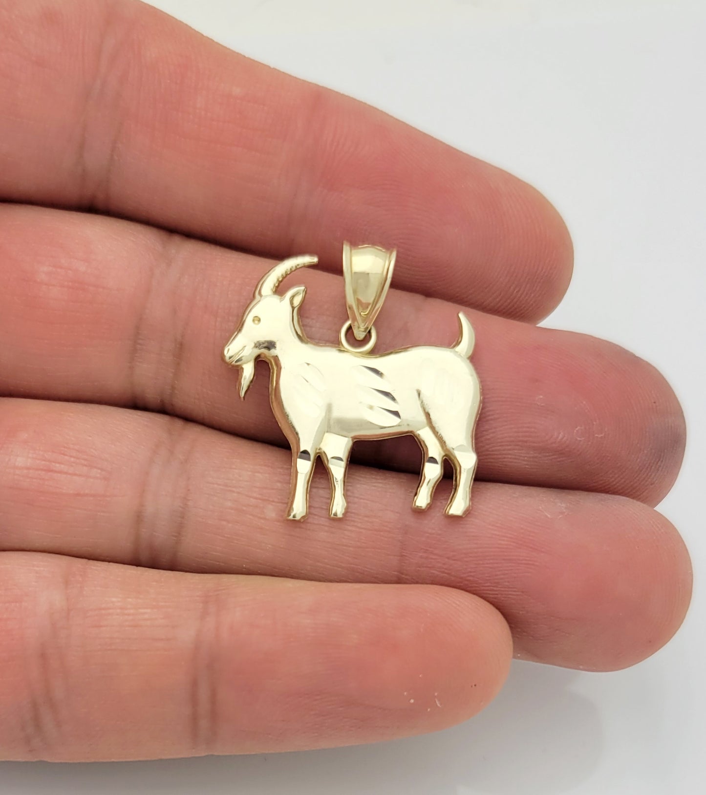 10K Yellow Gold Goat Pendant Animal Pendant 1 inch