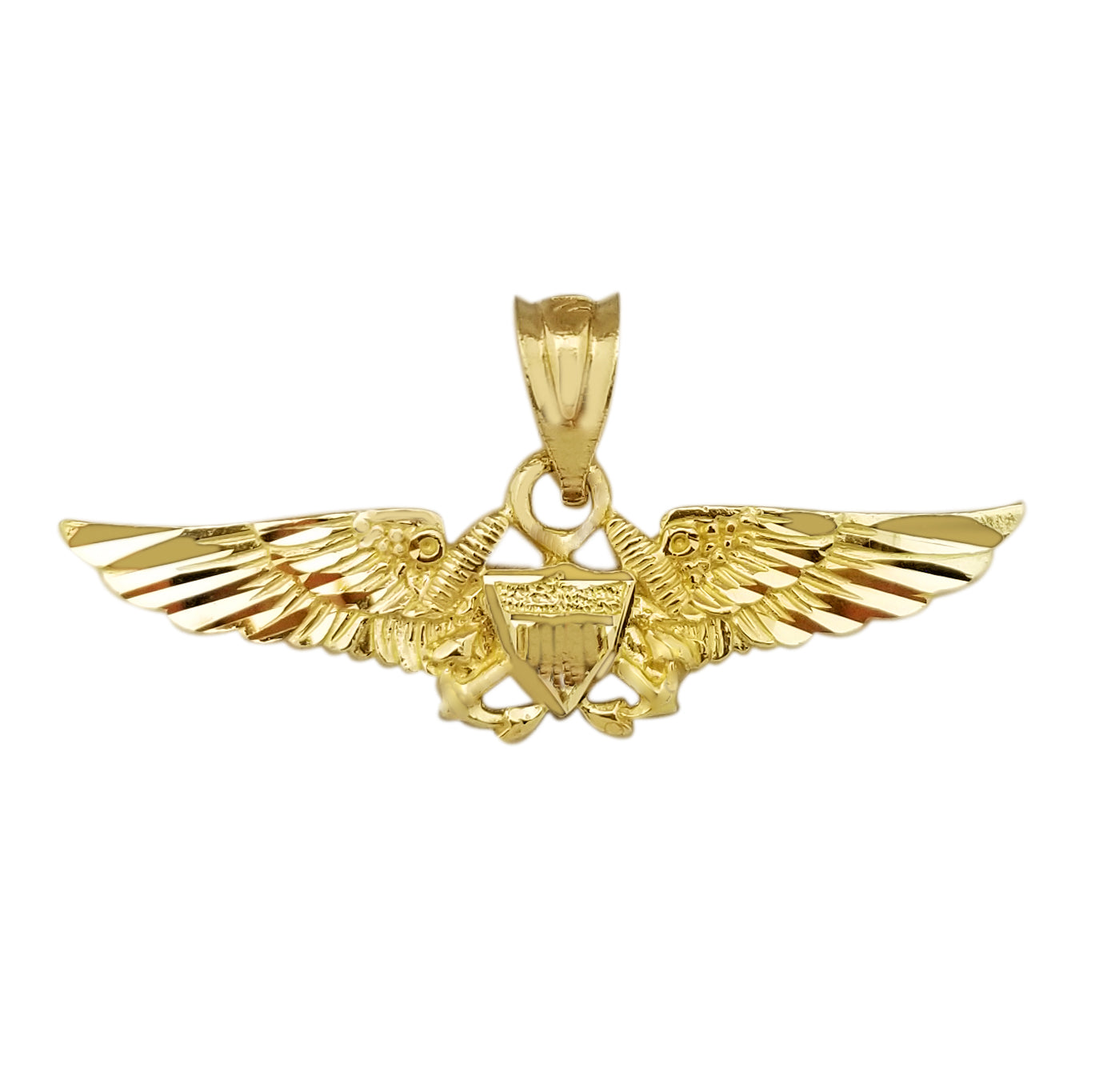 10K Yellow Gold Air force Wing Pendant Aviator Charm