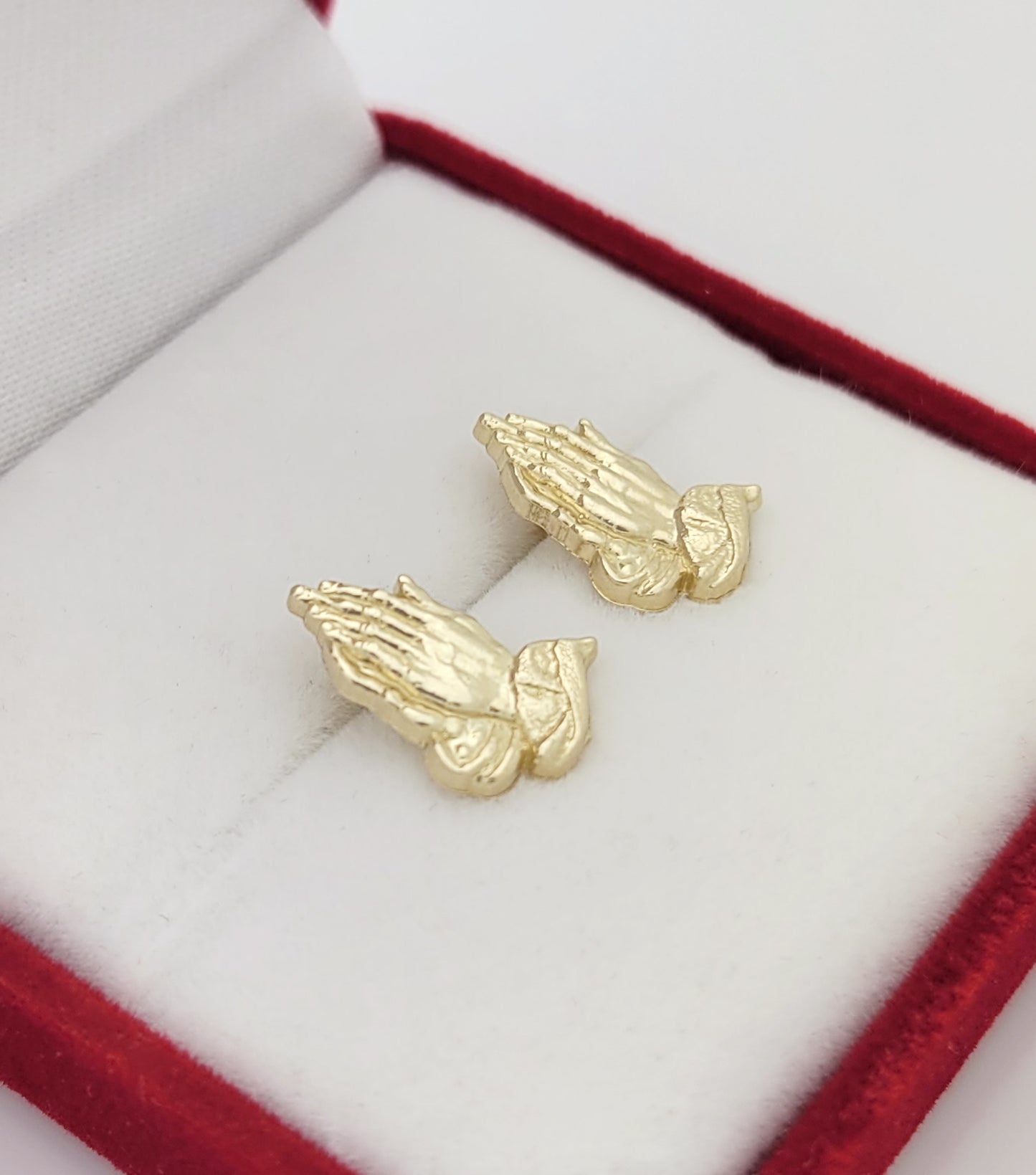 10K Yellow Gold Praying Hands Earrings Prayer Hands Earrings 0.55 x 0.35 in