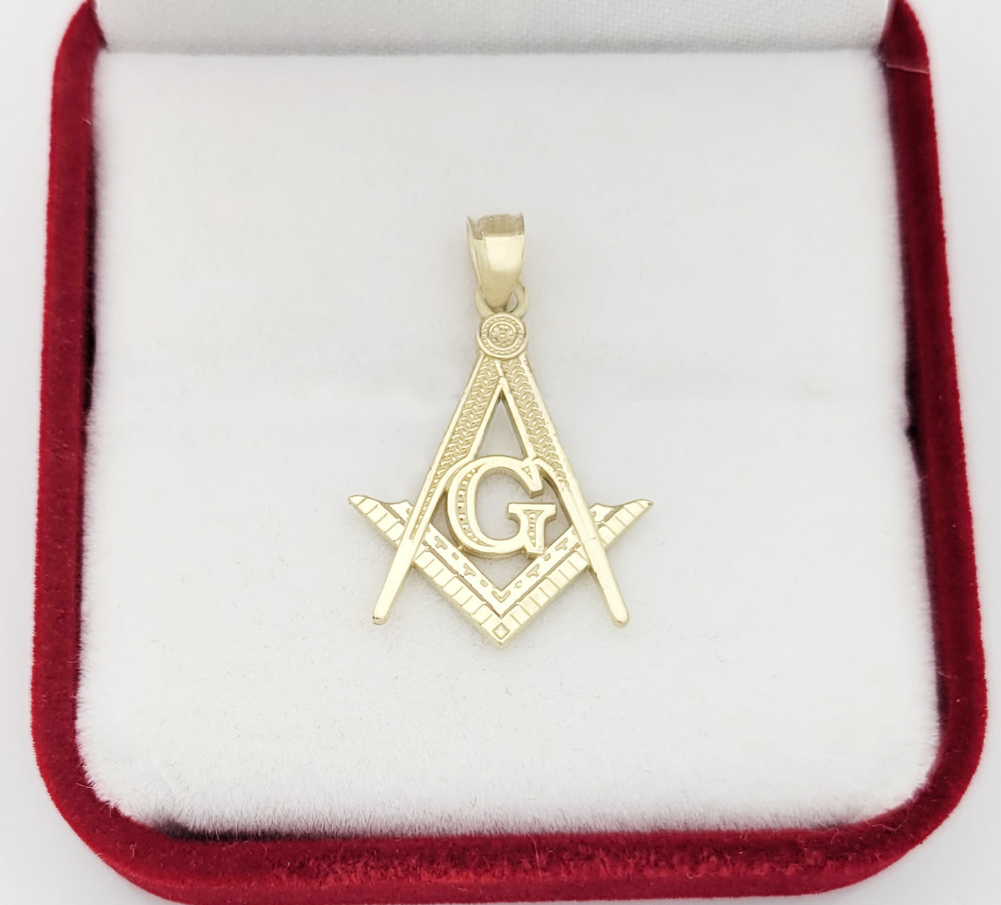 10K Yellow Solid Gold Masonic Pendant Freemason Necklace Pendant