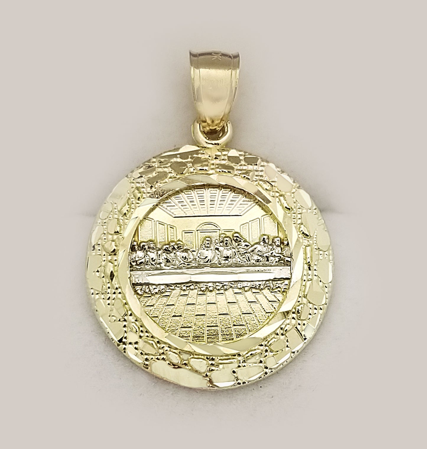 10K Yellow Gold Nugget Last Supper Pendant Last Supper Medallion