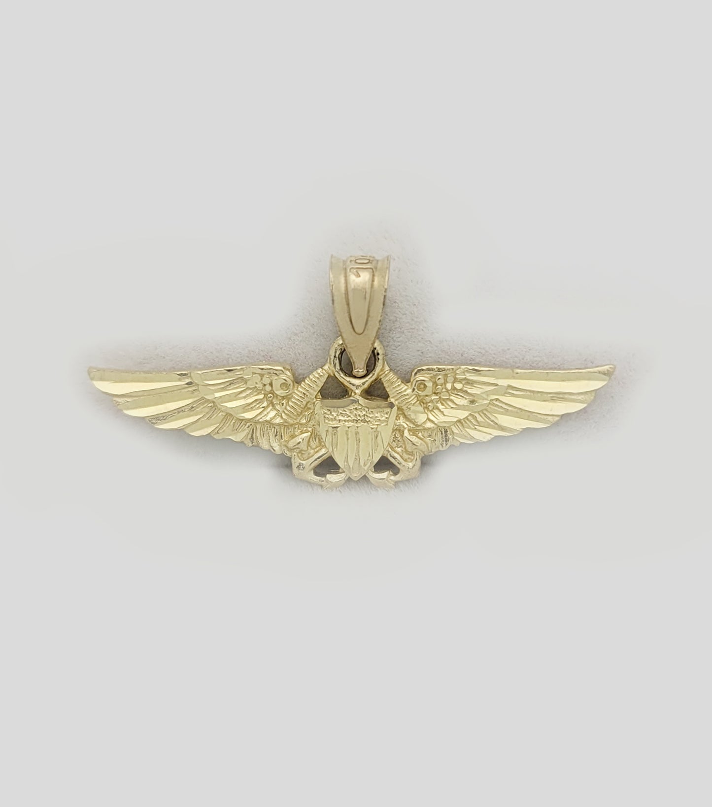 10K Yellow Gold Air force Wing Pendant Aviator Charm