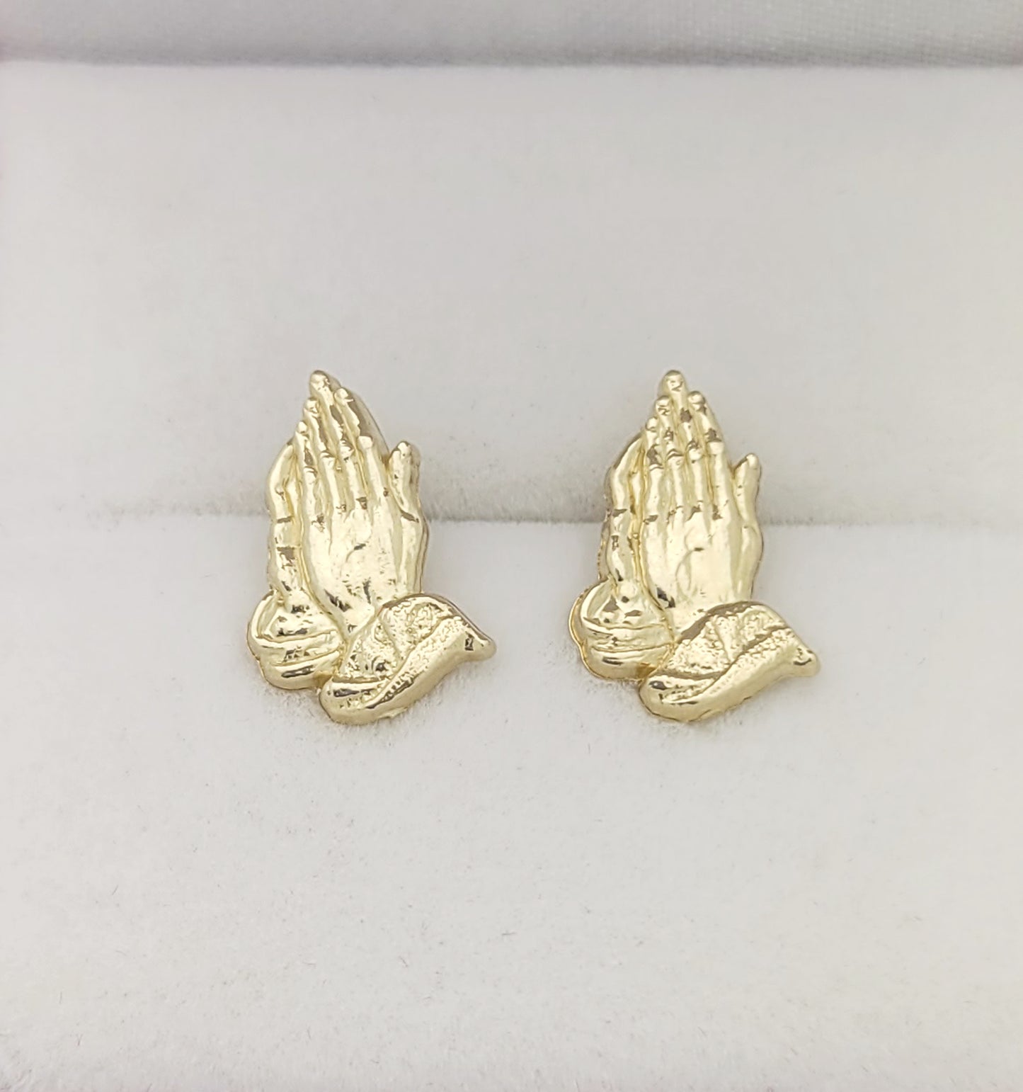 10K Yellow Gold Praying Hands Earrings Prayer Hands Earrings 0.55 x 0.35 in