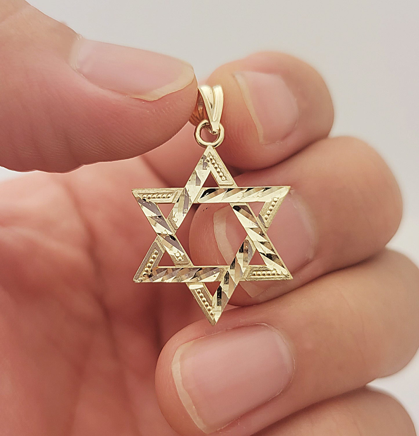 10K Yellow Gold Six Point Star Of David Jewish Pendant