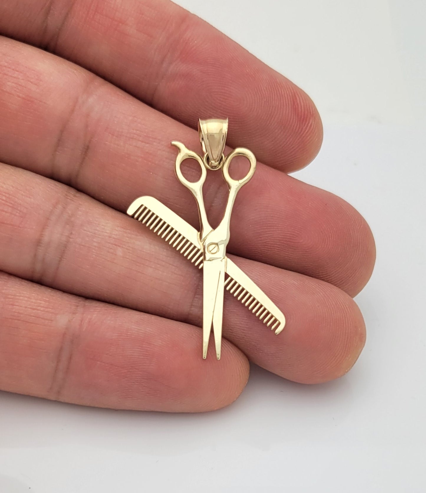 10K Yellow Gold Scissors & Comb Pendant