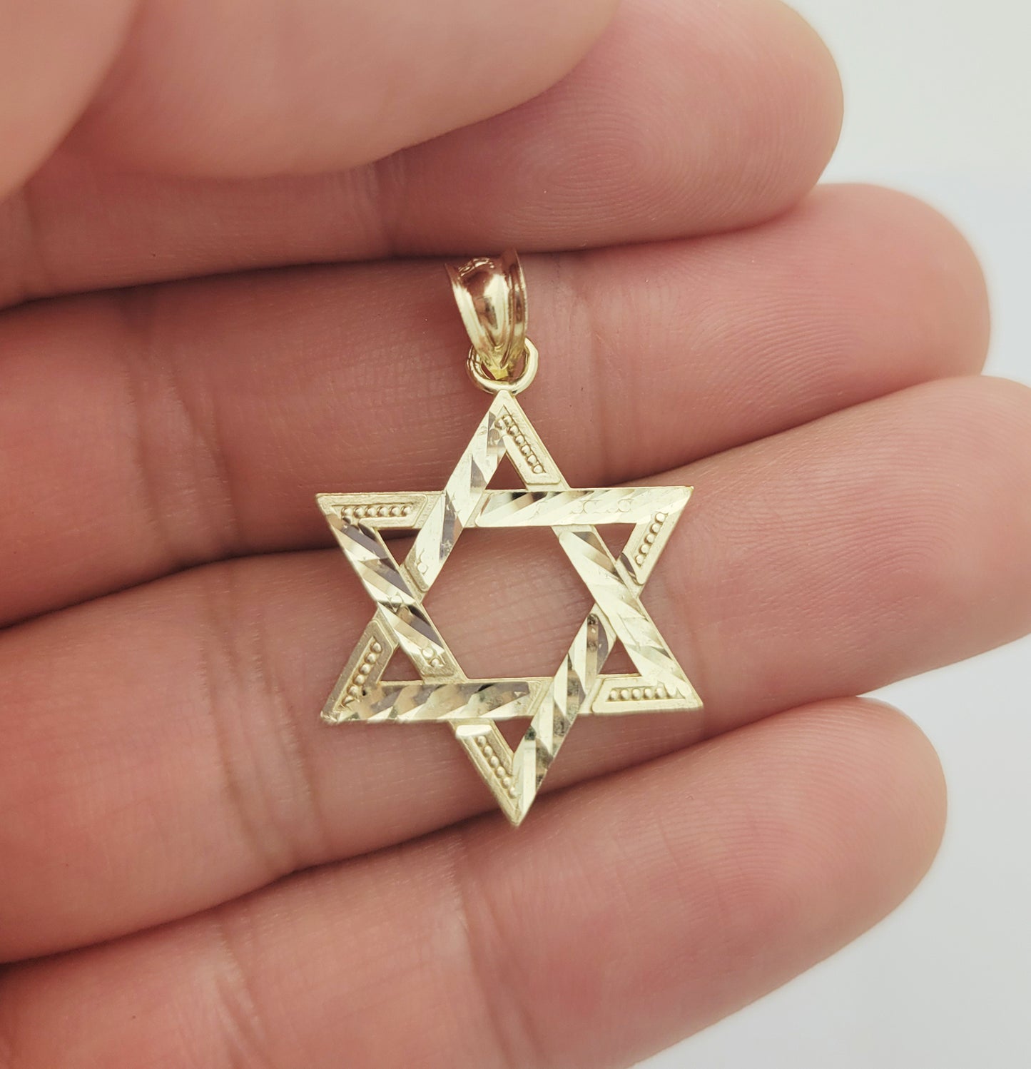 10K Yellow Gold Six Point Star Of David Jewish Pendant