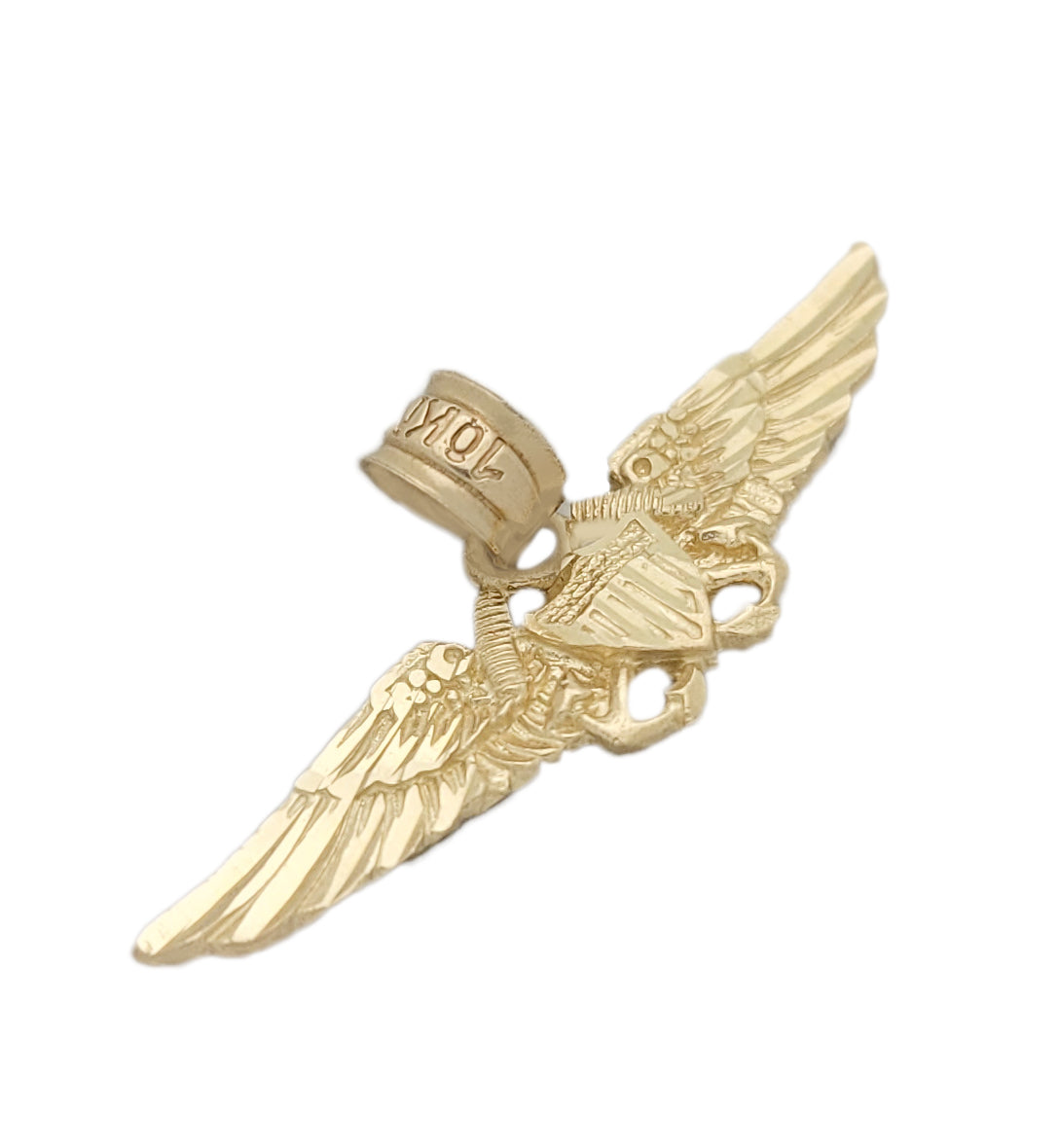 10K Yellow Gold Air force Wing Pendant Aviator Charm