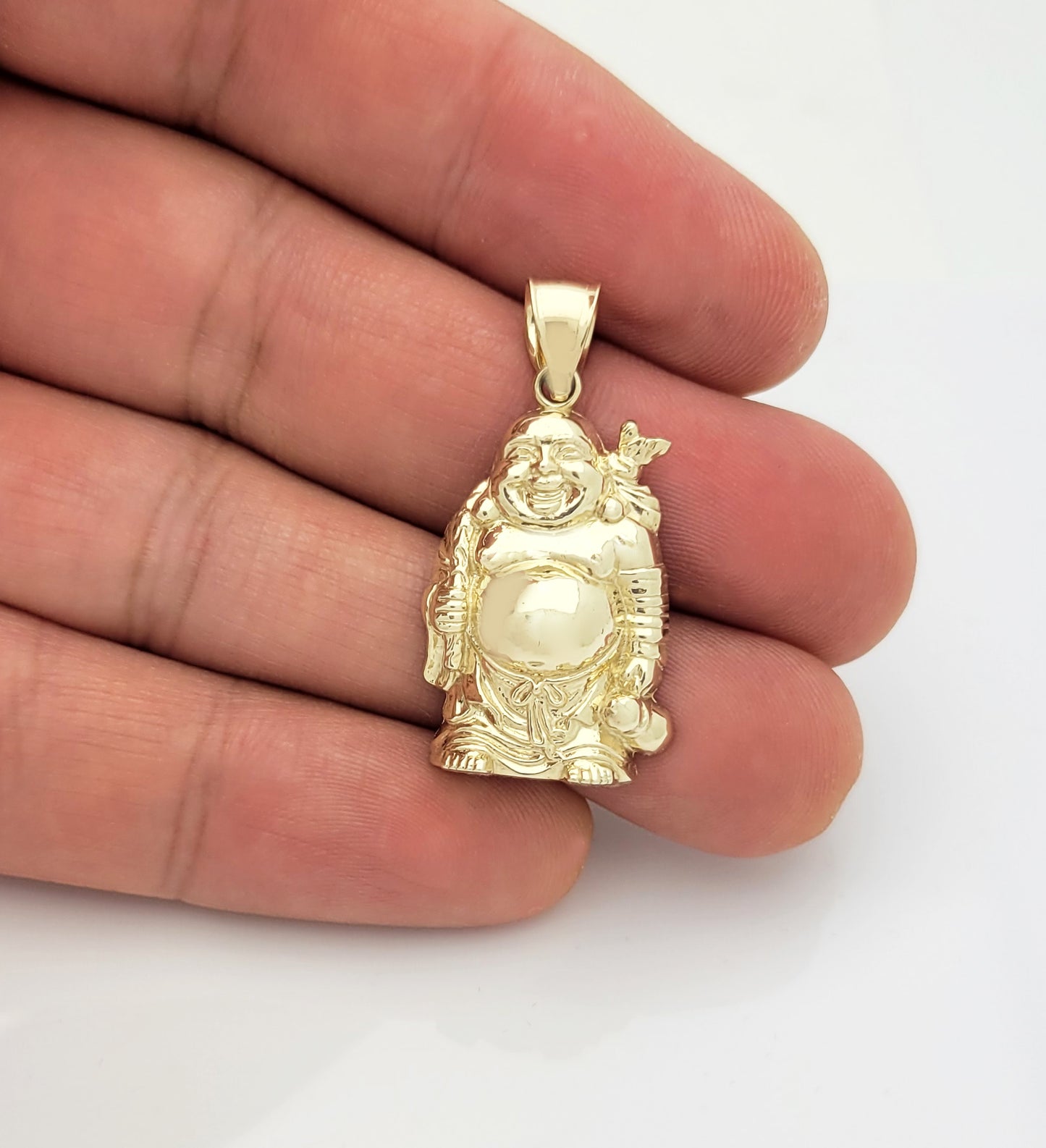 10K Yellow Gold Buddha Pendant Laughing Buddha Charm