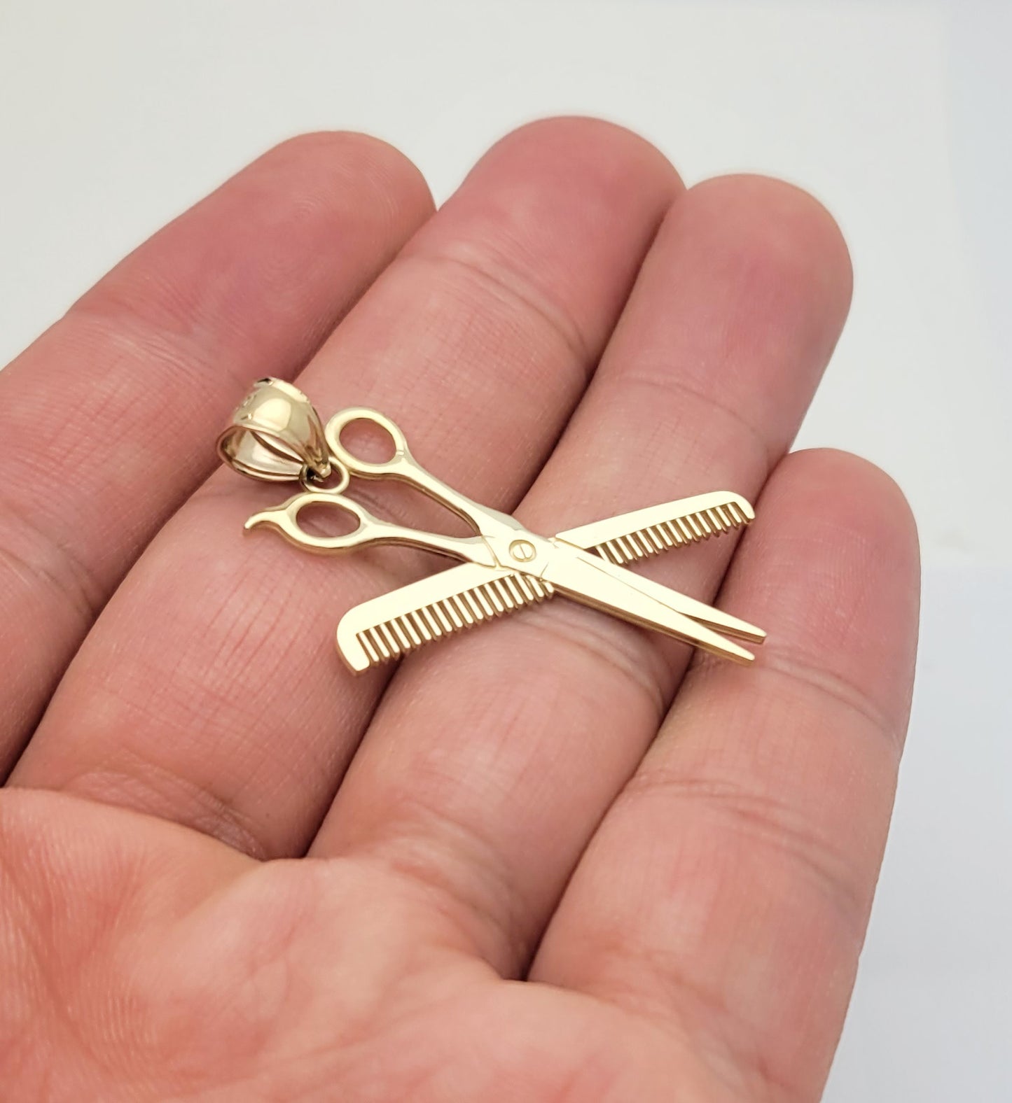 10K Yellow Gold Scissors & Comb Pendant