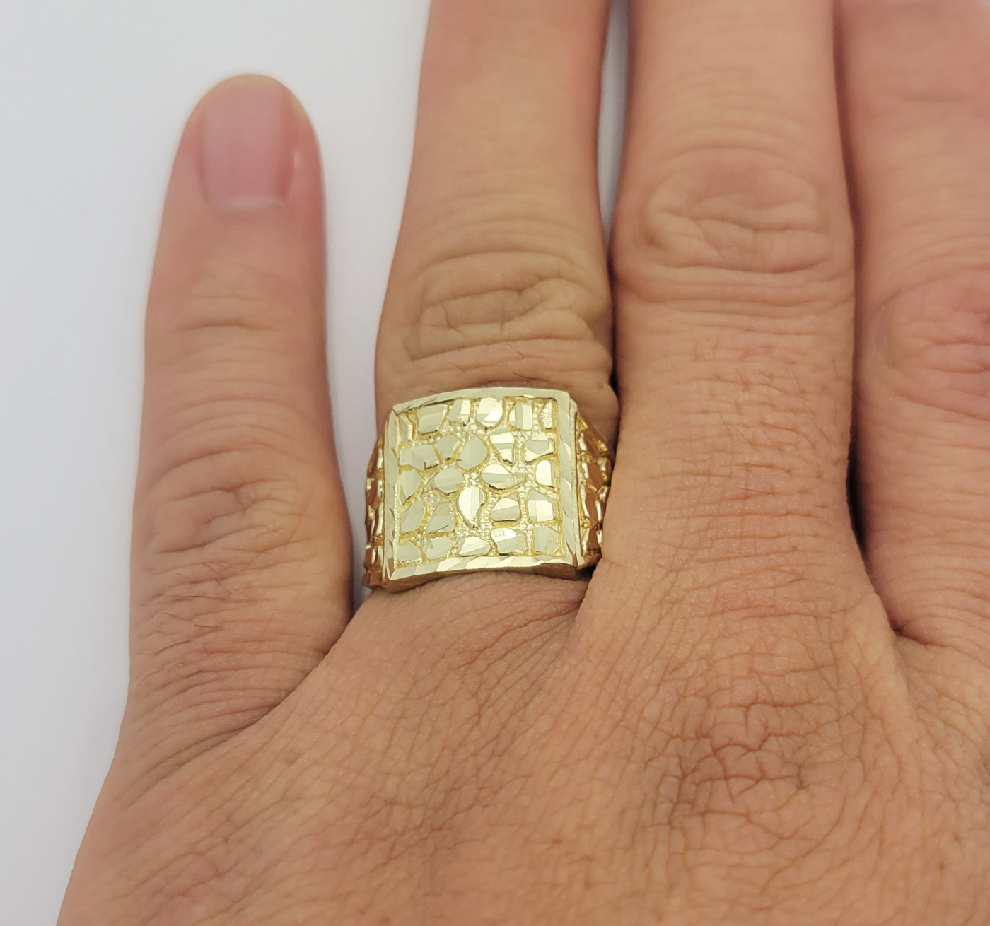 10k Gold Solid Nugget Ring Men's Gold Ring