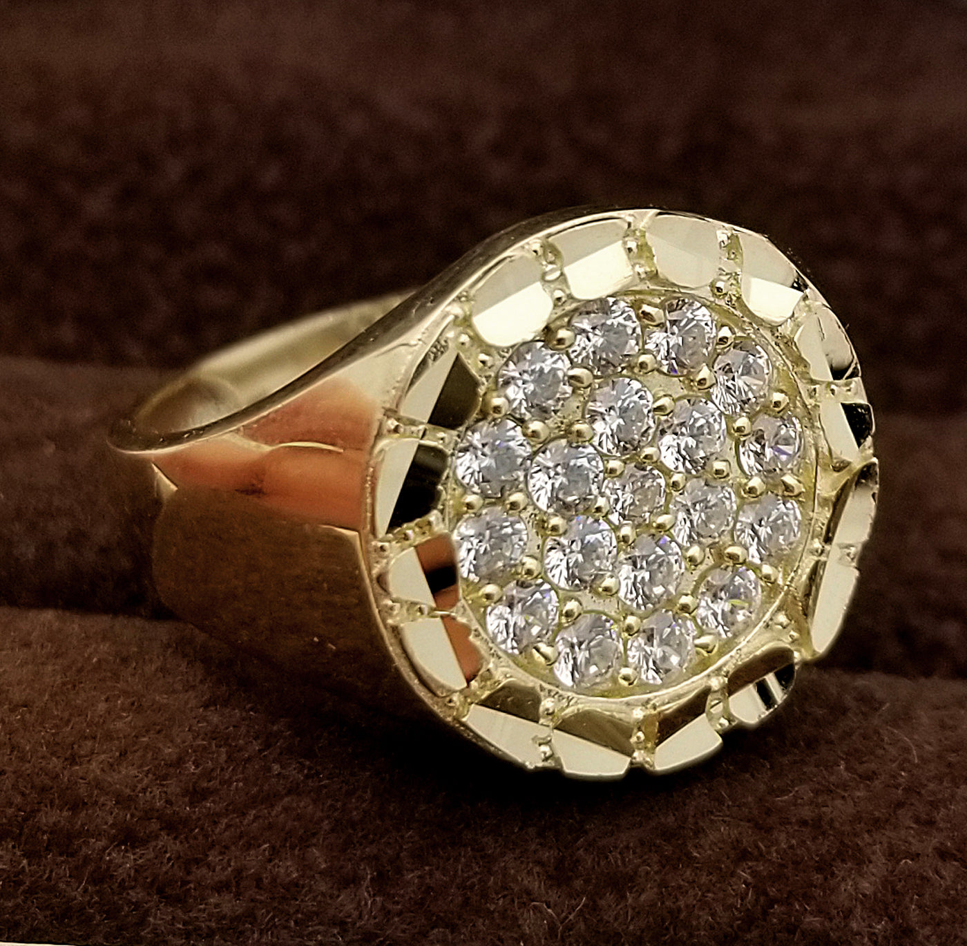 10K Yellow Gold Mens Ring Nugget Frame Ring