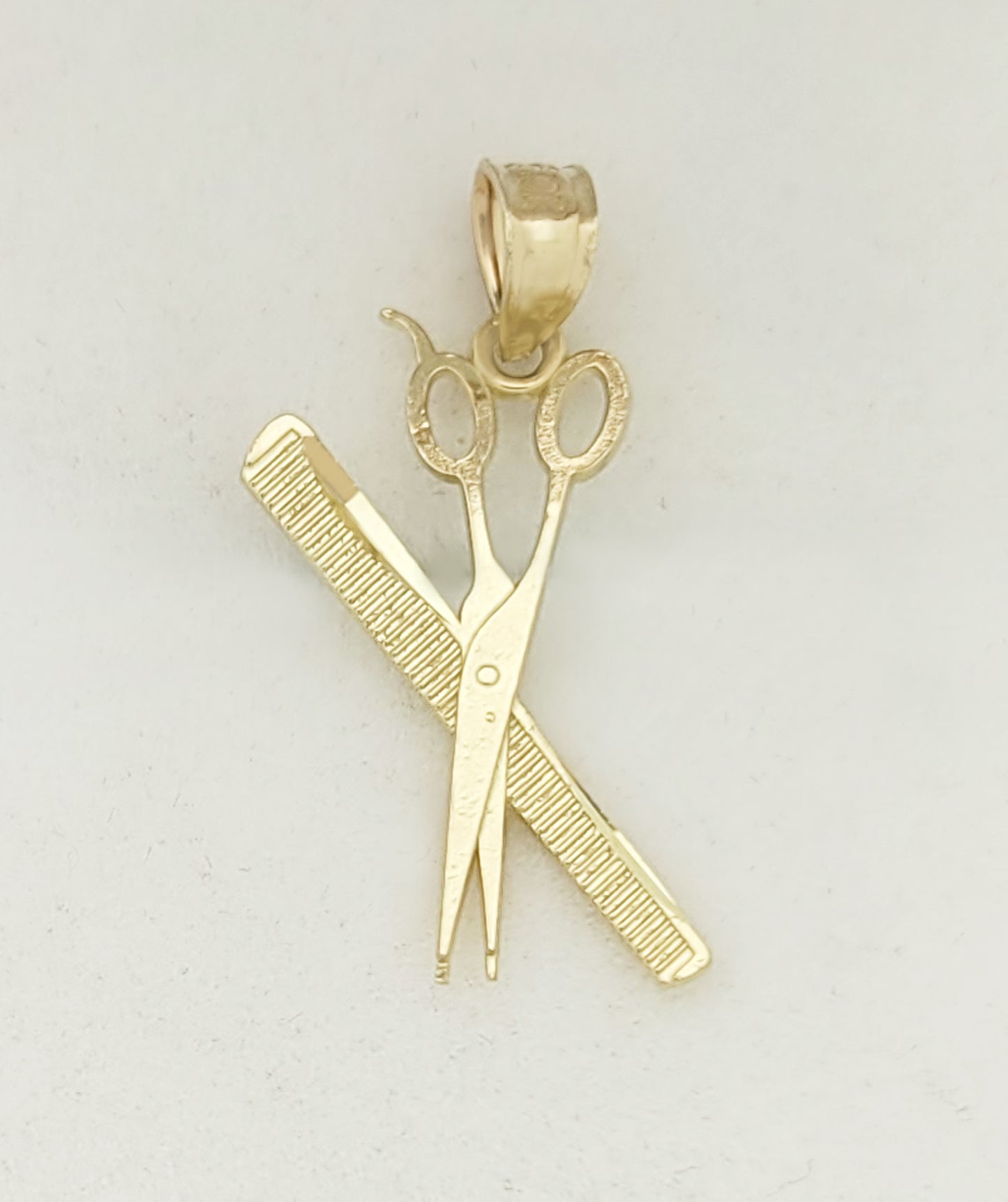 10K Yellow Gold Scissors & Comb Pendant Small