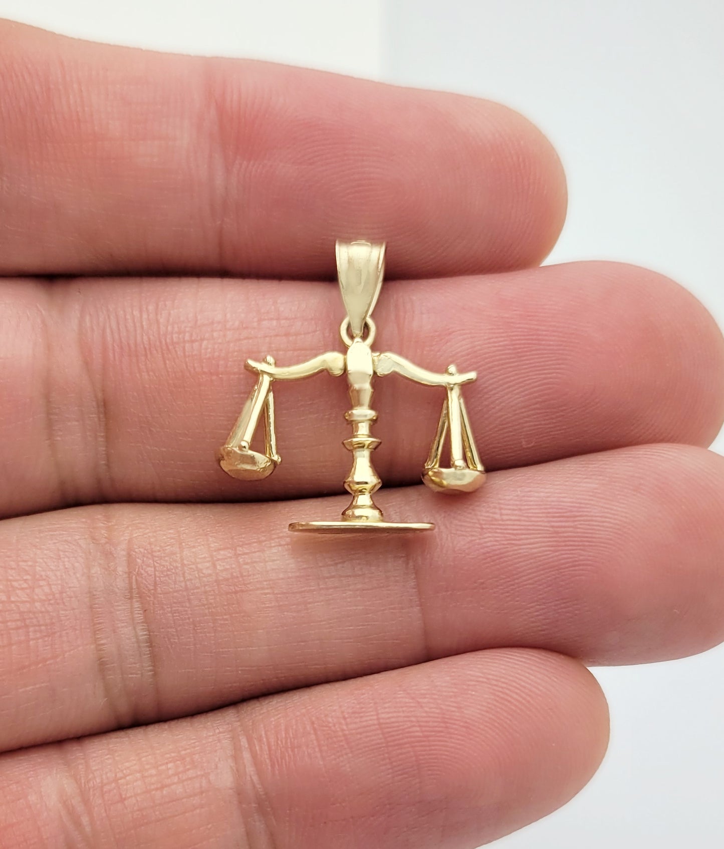 10K Yellow Gold Libra Pendant Scale Charm Pendant