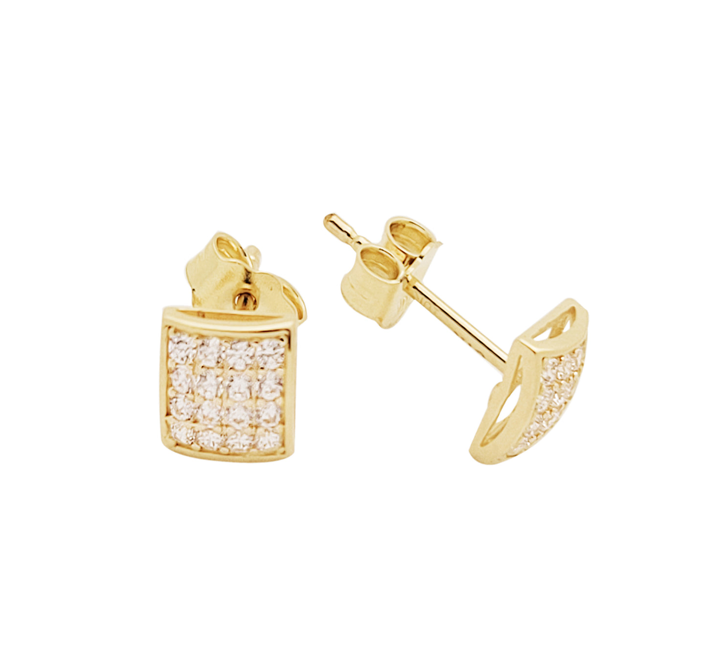 10k Yellow Gold Micro Pave CZ Earrings 6 mm x 6 mm