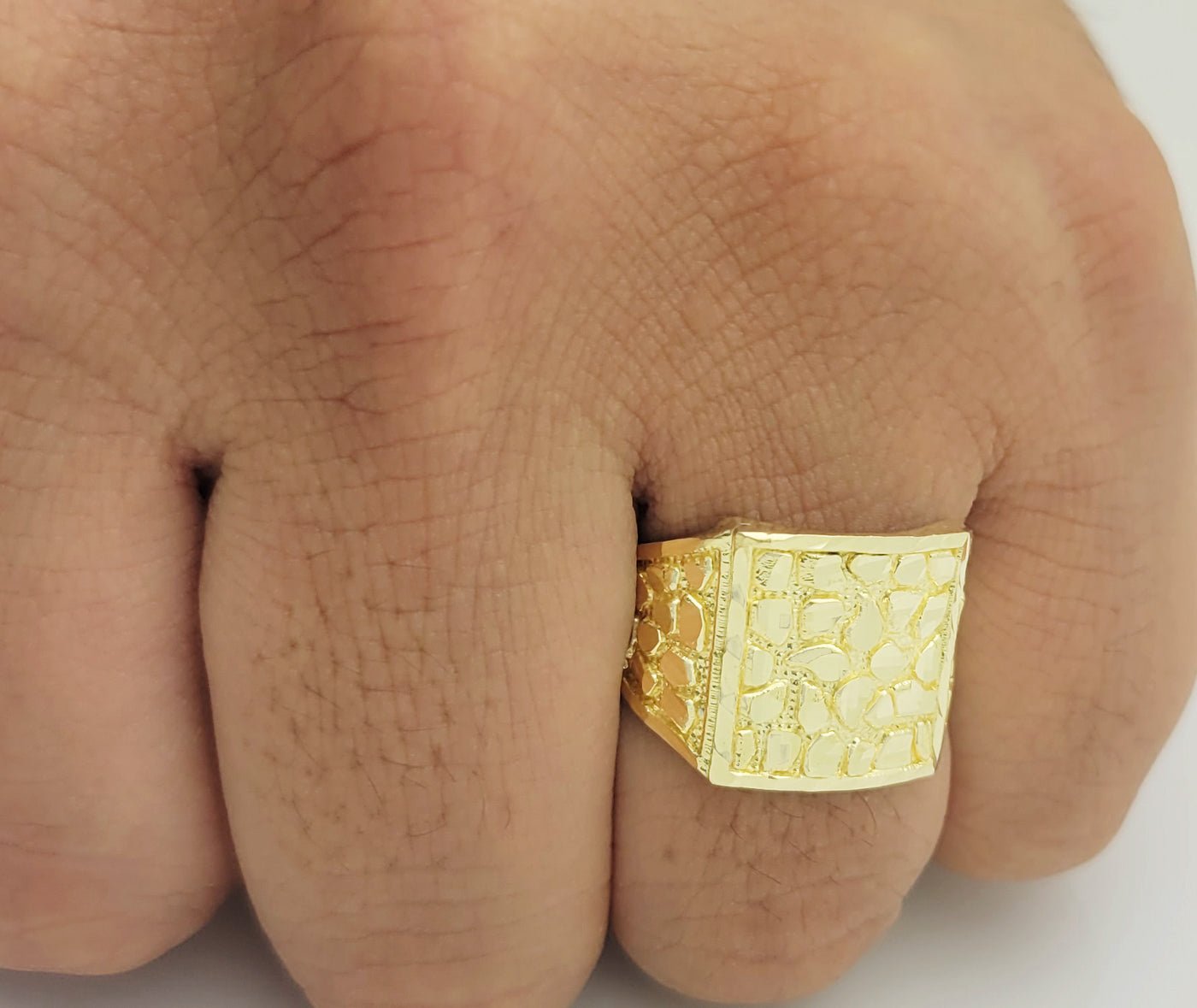 10k Gold Solid Nugget Ring Men's Gold Ring