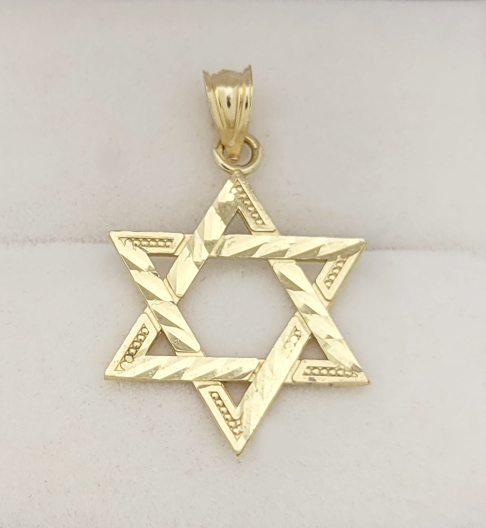 10K Yellow Gold Six Point Star Of David Jewish Pendant