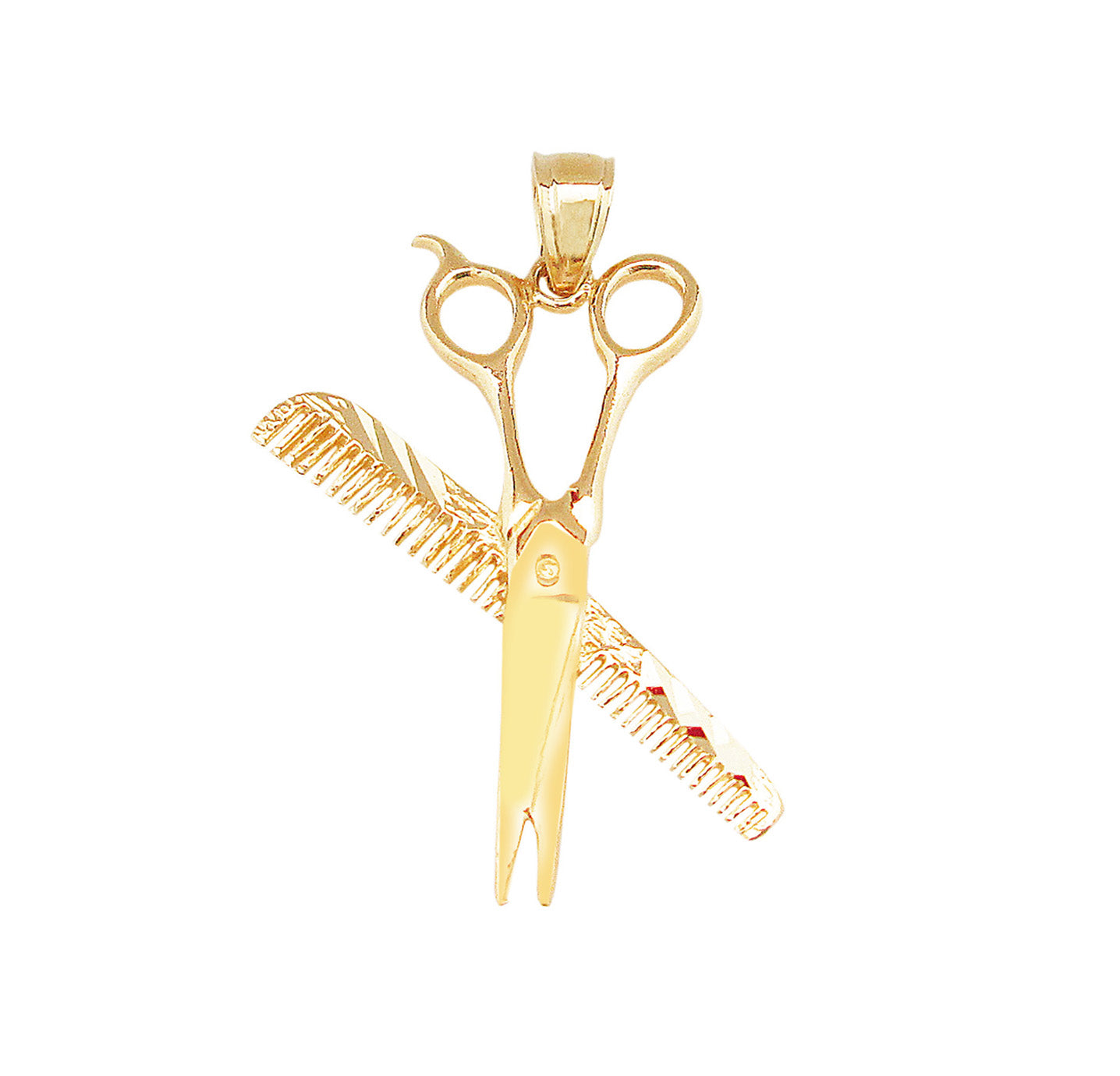 10K Yellow Gold Scissors & Comb Pendant